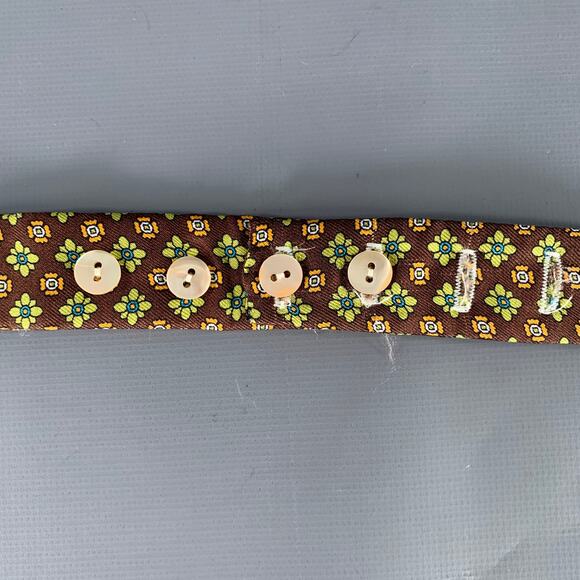 CARROT & GIBBS Brown Green Orange Floral Silk Bow Tie - Picture 5 of 5